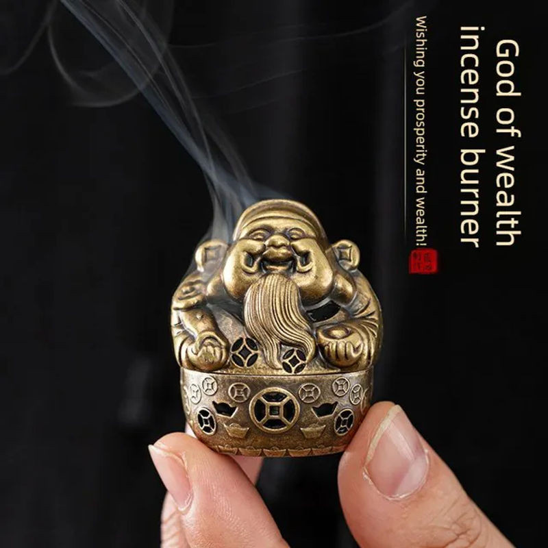CANYAN Weihrauchbrenner Gott of Wealth in Gold aus Holz und Metall für Aromatherapie und Teezeremonien - Bild 1