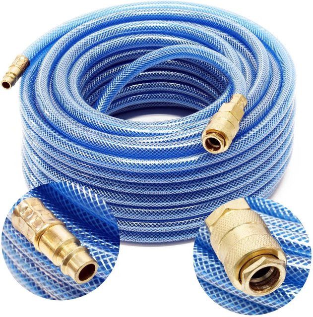 Wiltec PVC Druckluftschlauch in Blau, 20 m Gewebeschlauch für Kompressoren - Bild 1