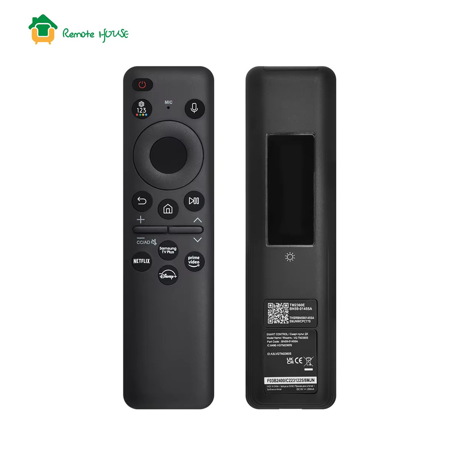 Samsung BN59-01455A Sprach-Smart-TV-Fernbedienung mit Solarladung in Schwarz, kompatibel mit Samsung Fernsehern 2024 und Modell 43QN65Q72DDFXZA - Bild 2