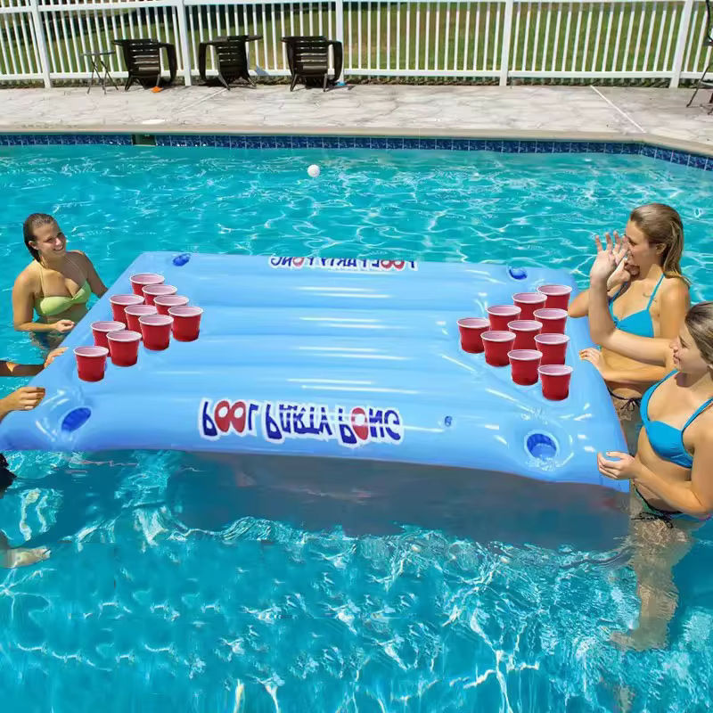 YHSBUY Aufblasbare Wasser-Hängematte mit Getränkehalter und Bier-Tisch in Blau - Bild 5