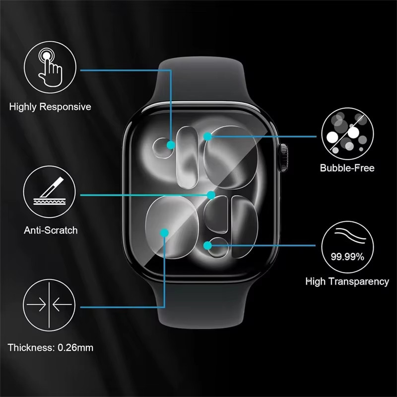 HUBANDE Displayschutzfolie Apple Watch, 3D-HD-Weichglasfolie, transparent - Bild 3