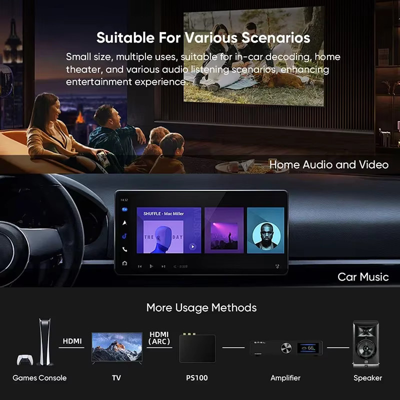 SMSL PS100 Multifunktionaler Audio-Konverter DAC mit HDMI ARC und ES9023 Chip in Schwarz - Bild 4