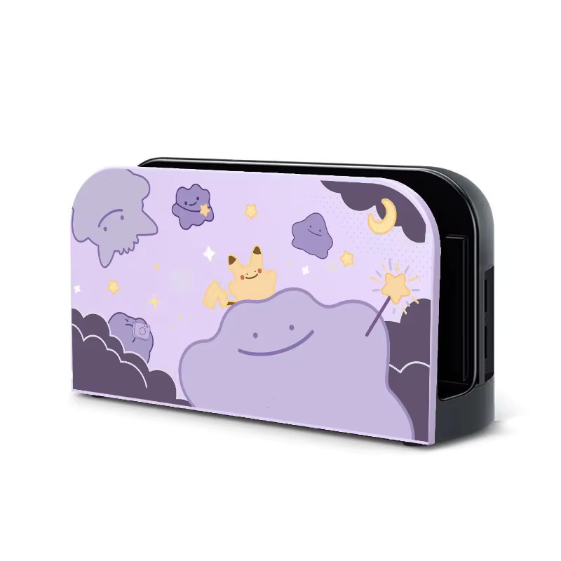 Cartoon Schutzhülle für Nintendo Switch mit Glitzer-Effekt in Lila und Weiß, inklusive Joy-Con-Hüllen und Dock-Abdeckung - Bild 7
