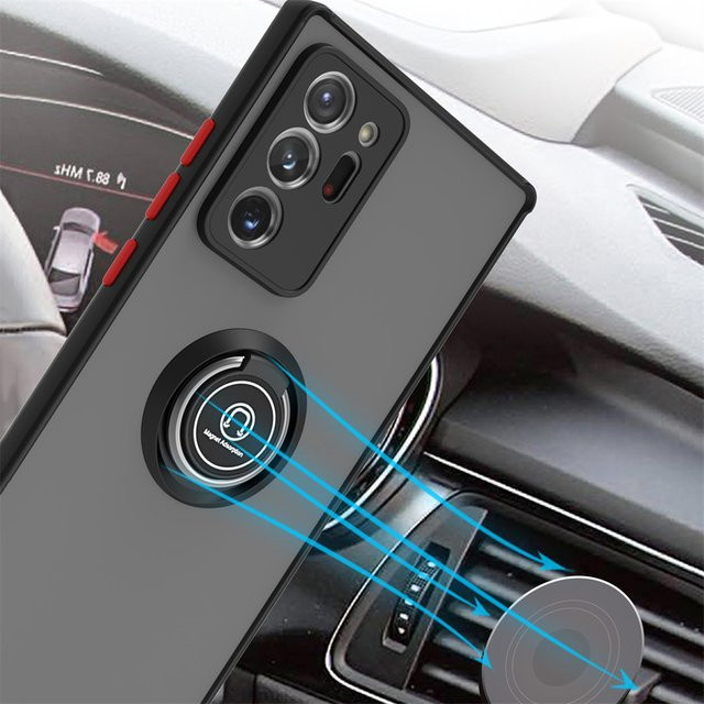 Magnetische Schutzhülle für Samsung Galaxy S8 S9 S10 S10 Plus Note 8 9 10 20 Plus Ultra mit Ringhalterung und Standfunktion in Schwarz - Bild 1