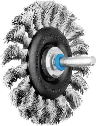 PFERD TOOLS Rundbürste RBG 7012/6 INOX gezopft aus Edelstahl mit Ø 0,35 mm Draht, Durchmesser: 76 mm, Schaft-Ø: 6 mm, Farbe: Silber/Blau - Bild 1