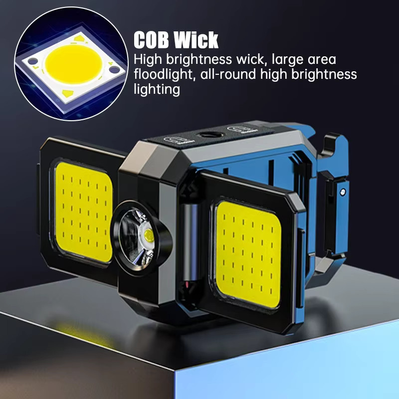 Heinast Mini Schlüsselanhänger Taschenlampe mit COB LED, USB wiederaufladbar, Schwarz, multifunktionales Arbeitslicht mit faltbarem Seitenlicht - Bild 5