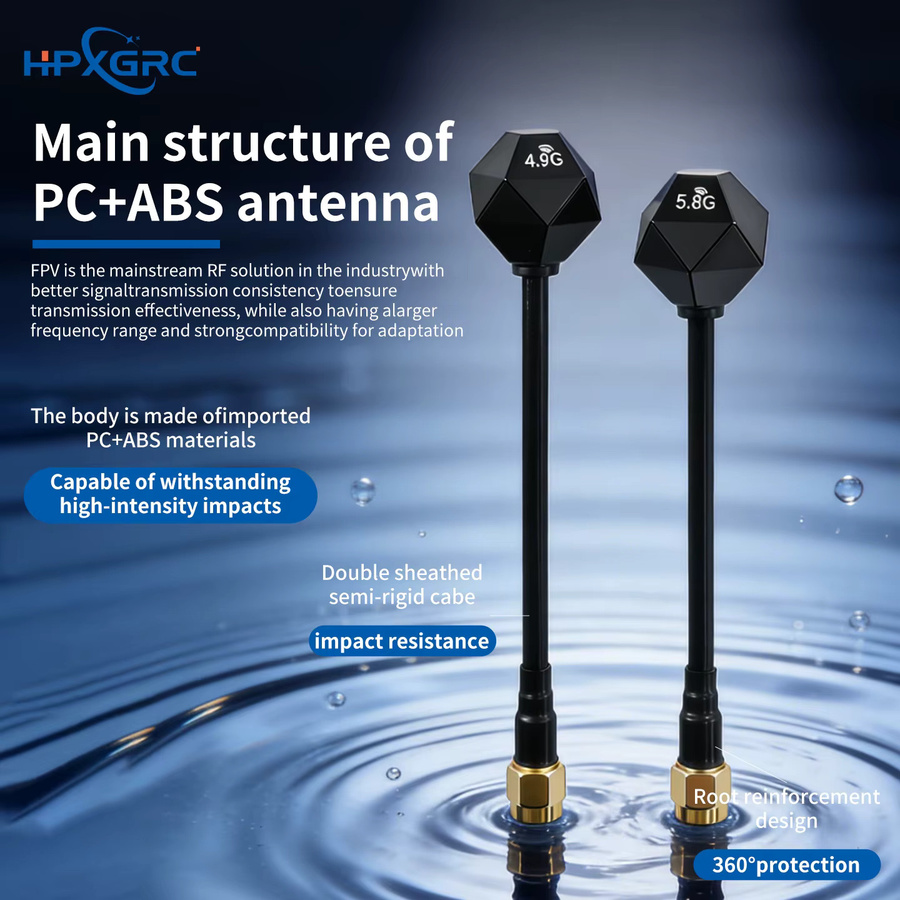 HawkSpeed Dual-Frequenz Antenne 3,3G/4,9GHz/5,8GHz RHCP HighGain mit SMA und RP-SMA Anschlüssen für Drohnen - Bild 3
