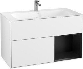 V&B Waschtischunterschrank Finion in Weiß Hochglanzlack, B/T/H: 99,6 x 49,8 x 59,1 cm - Bild 1
