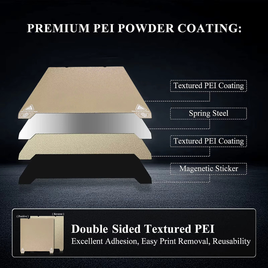 Doppelseitiges PEI-Druckerbauplatte für FDM-3D-Drucker, Gold, B/B: 235 x 235 mm, passend für Ender 5 S1 - Bild 6