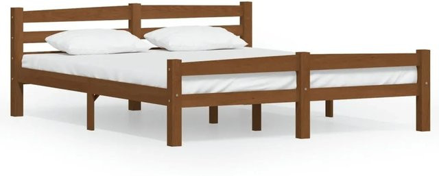 vidaXL Massivholzbett aus Kiefer in Braun, Modernes Bettgestell B: 160 cm, H: 66 cm, T: 200 cm - Bild 1