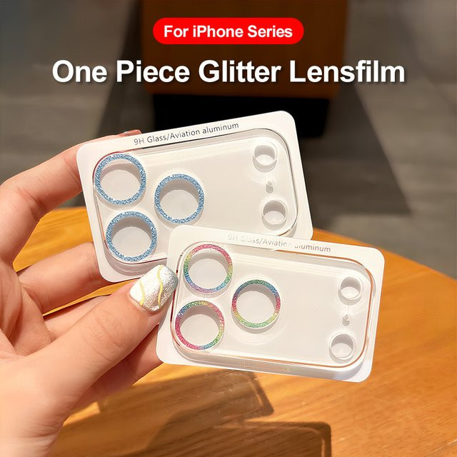Bling Glitter Diamond Kameraobjektivschutz für iPhone 11 bis iPhone 17 Pro Max in Pink - Bild 1