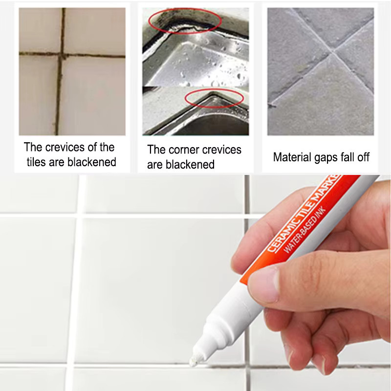 Wasserdichter Keramik-Fugenreiniger und Reparaturstift für Badezimmer und Bodenfliesen in Weiß - Bild 2