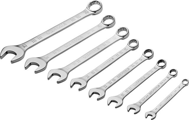LUX-TOOLS Gabelringschlüssel-Satz 8-teilig aus Chrom-Vanadium in Silber, Größen 8 mm bis 22 mm - Bild 1