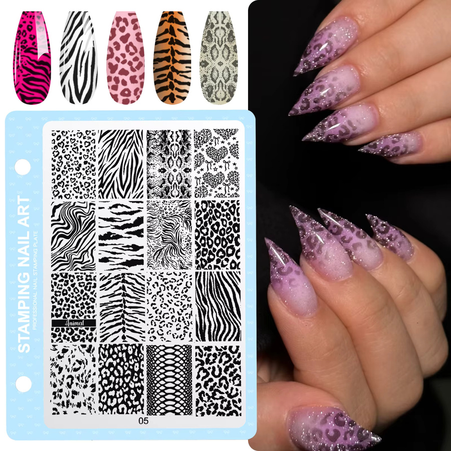 Misscheering Nagelstempelplatte Edelstahl, Leoparden- und Schlangenmuster - Bild 3
