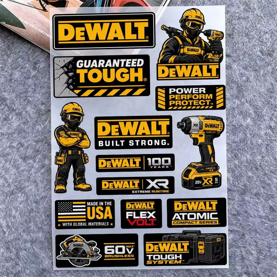 DEWALT Graffiti Aufkleber aus wasserfestem PVC in Multicolour für Auto, Motorrad, Skateboard und Helm - Bild 3