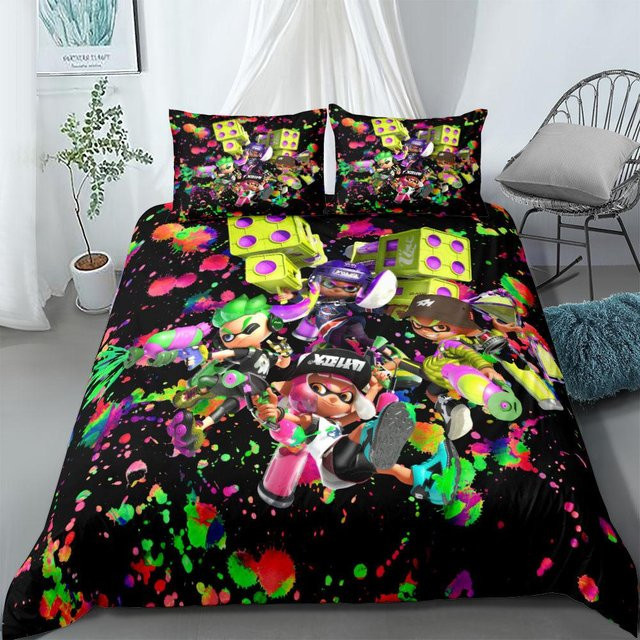 Allbestart Splatoon Bettwäsche-Set mit Dinosaurier-Motiv für Kinder, Mikrofaser, Mehrfarbig, B/H: 135 x 200 cm - Bild 1