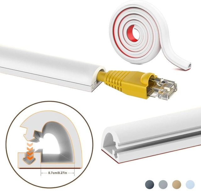 Selbstklebende Kabelabdeckung aus PVC für Wandkabelmanagement, Länge: 1 m, Farben: Schwarz oder Weiß - Bild 1