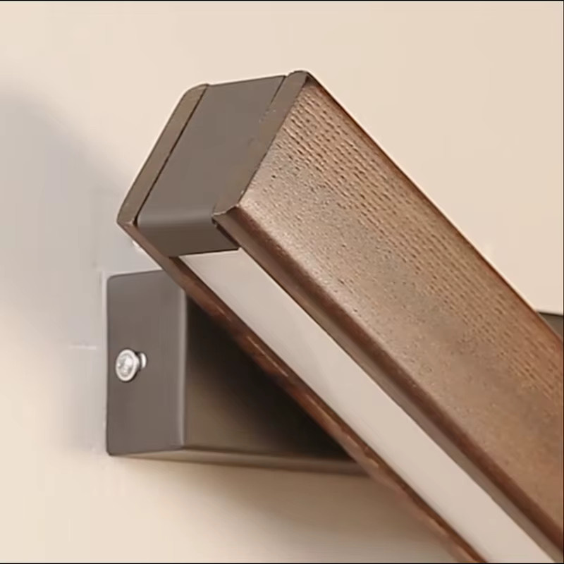 Homocean Nordic Wandlampe aus Holz und Metall in Schwarz mit warmweißem LED-Licht, drehbar und verstellbar - Bild 2