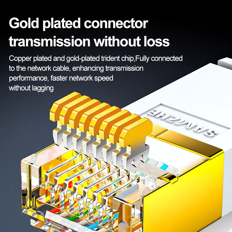 SAMZHE Cat 7 Ethernet-Patchkabel RJ45 LAN-Kabel in Weiß mit 10 Gbps High-Speed und 600 MHz STP - Bild 4