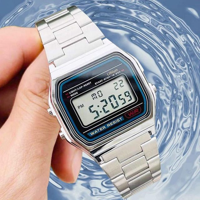 Happy6 Digitaluhr, Edelstahl, Silber, Unisex - Bild 1