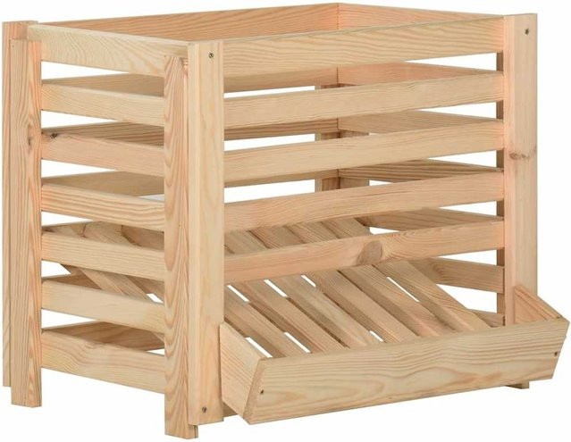 Yiwydaa Kartoffellagerbox aus Massivholz Kiefer in Braun, stapelbar, B/T/H: 60 x 40 x 50 cm - Bild 1