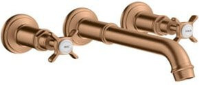 Hansgrohe Axor Montreux Fertigmontageset mit zwei Griffen und Schwenkauslauf in Brushed Bronze, Wandmontage, Anschlussbreite: 165-225 mm - Bild 1