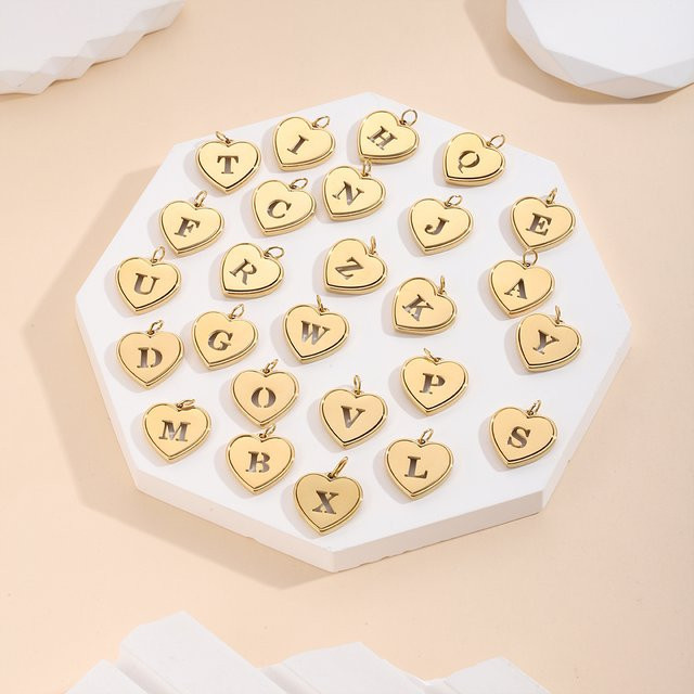 CARLIDANA Schmuck-Set, Edelstahl, Gold, Herz Alphabet Initial Anhänger, Unisex - Bild 1