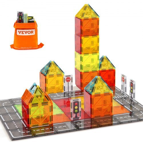 VEVOR Magnetic Tiles Road Building Blocks 56-teiliges Set ab 3 Jahren - Bild 1