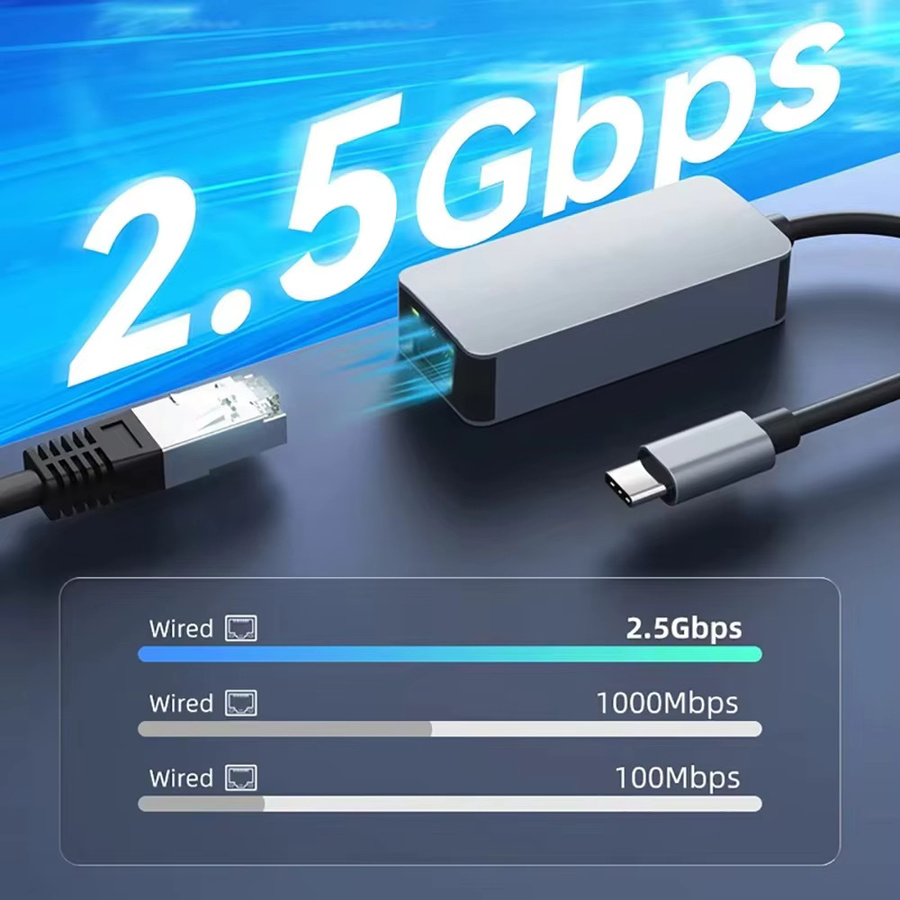 Kebidumei USB-C auf RJ45 2,5G Ethernet Adapter, USB 3.0 Typ-C zu Gigabit LAN Konverter für PC und Laptop, kompatibel mit Windows 8,1/10/11 - Bild 2