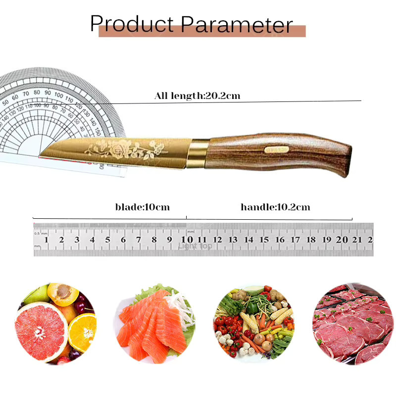 WXCOO Obstmesser aus Edelstahl in Schwarz mit Holzgriff, 10,16 cm Allzweckmesser zum Schneiden von Obst und Gemüse - Bild 5