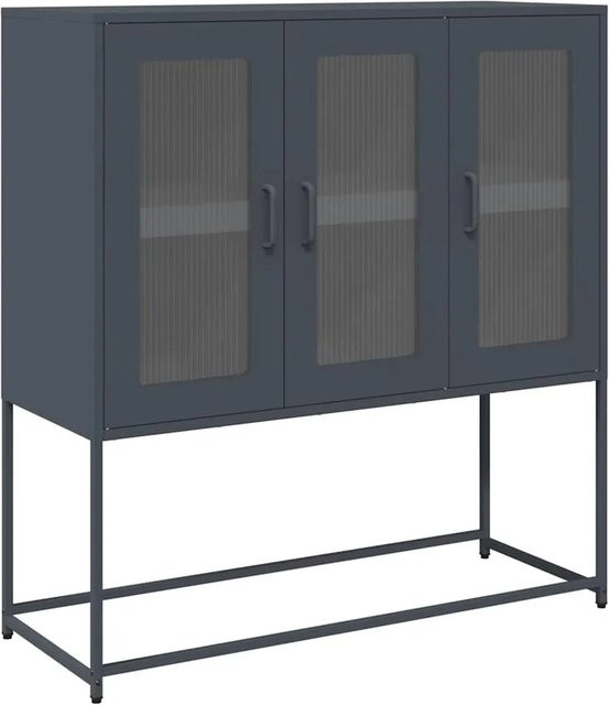 vidaXL Sideboard aus kaltgewalztem Stahl in Anthrazit, B/T/H: 100,5 x 39 x 107 cm - Bild 1