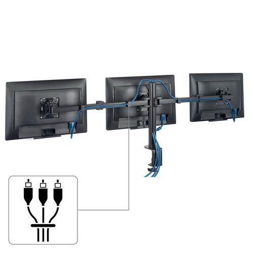 Hama Fullmotion Monitorhalterung für 3 Monitore, schwarz, höhenverstellbar und schwenkbar für 13 bis 27 Zoll - Bild 2