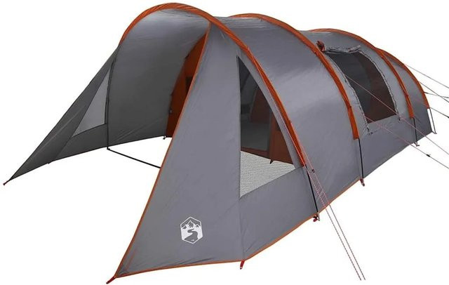 vidaXL Tunnelzelt mit Dach in Grau und Orange, B/T/H: 778 x 356 x 210 cm - Bild 1