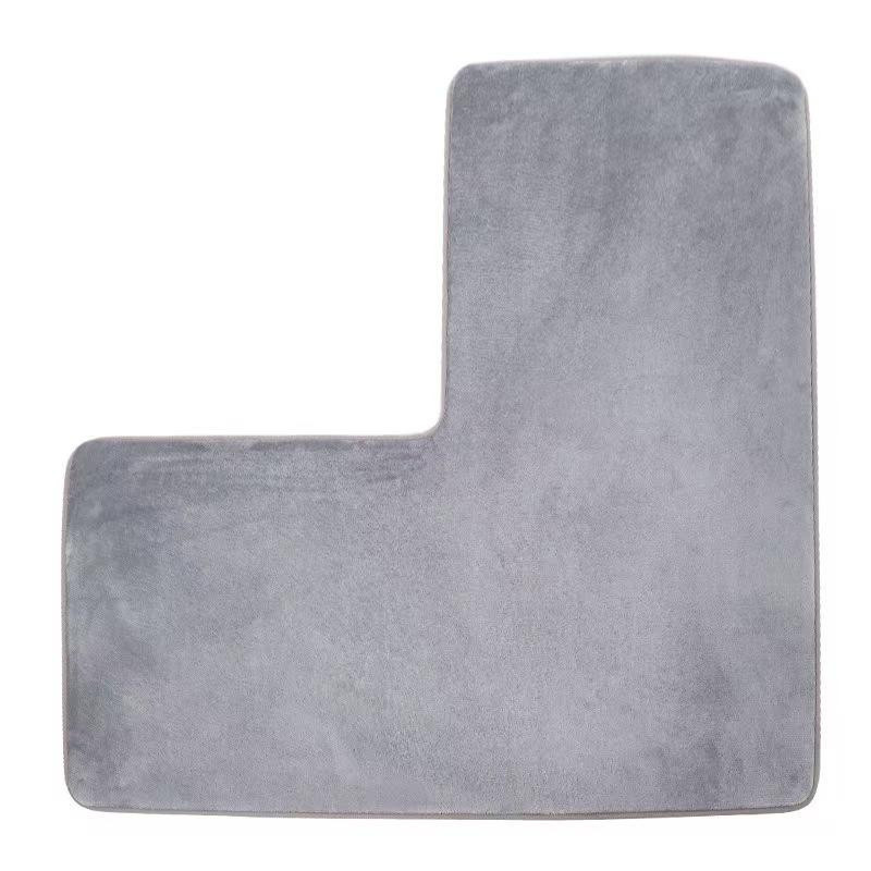 L-förmige Badezimmerbodenmatte aus Korallenvlies von Yiran Health & Beauty in Grau, B/T: 80 x 80 cm - Bild 1