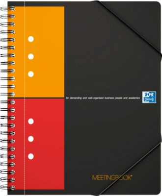 Oxford Meetingbook International DIN A5, kariert, 80 Blatt, 5 Stück, Flexcover mit Gummizug, Farben: Grau, Weiß, Schwarz - Bild 1