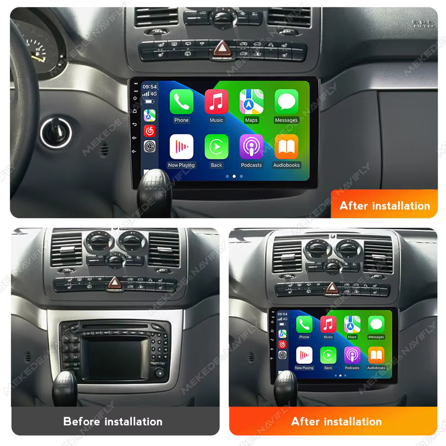MEKEDE 10 Zoll Auto Multimedia Player mit intelligentem System, RDS und Carplay für Mercedes Benz Vito W639 und Viano W639 (2003 - 2015), Schwarz - Bild 2