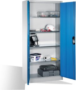 C+P Werkzeugschrank mit Drehtüren und Zylinderschloss, 4 Böden, Farbe Lichtblau und Lichtgrau, H: 195,0 cm, B: 93,0 cm, T: 40,0 cm - Bild 1