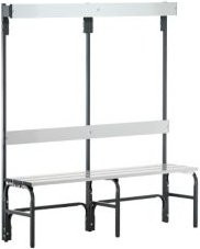 Sypro Umkleidebank mit Garderobenteil aus Stahlrohr und Alu, Breite: 150 cm, anthrazit und lichtgrau - Bild 1