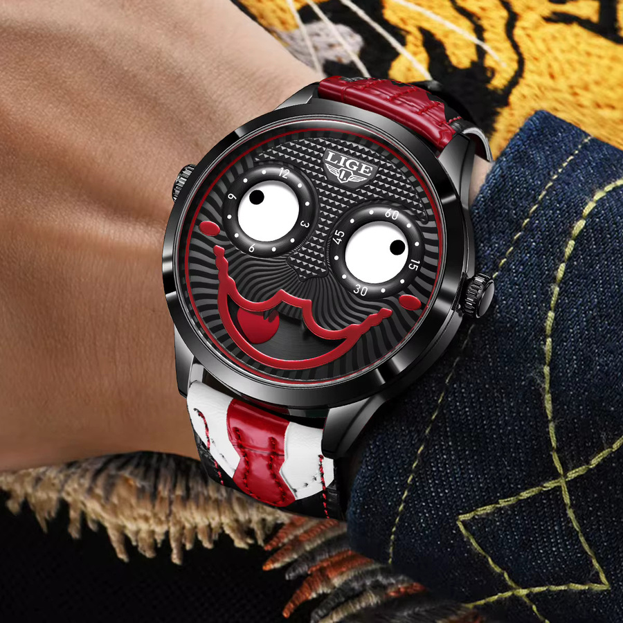 LIGE Armbanduhr Quarz, Leder, Schwarz, Herren - Bild 3