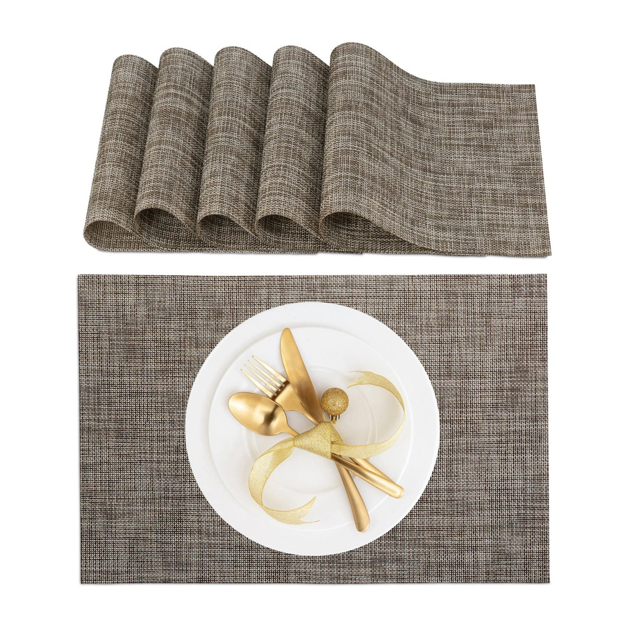 Relaxdays Tischset 6er Set aus Polyester und PVC in Braun, abwaschbar, B: 45 cm, T: 30 cm - Bild 2