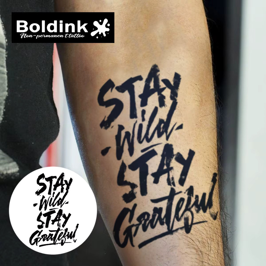 BOLDINK Wild Dankbarkeit Tattoo-Aufkleber, wasserfest - Bild 2