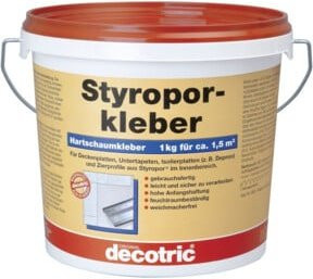 Decotric Styroporkleber Dispersion in Weiß, 1 kg - Bild 1