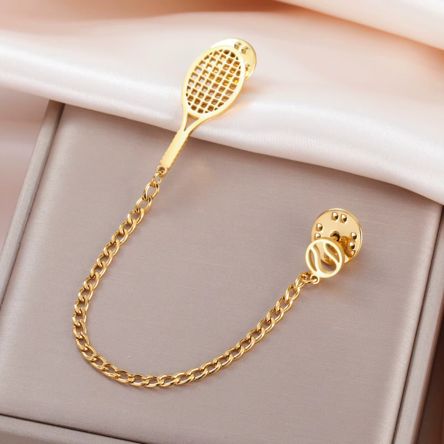 cazador Anstecknadel Tennisschläger, Edelstahl, Gold, Unisex - Bild 2
