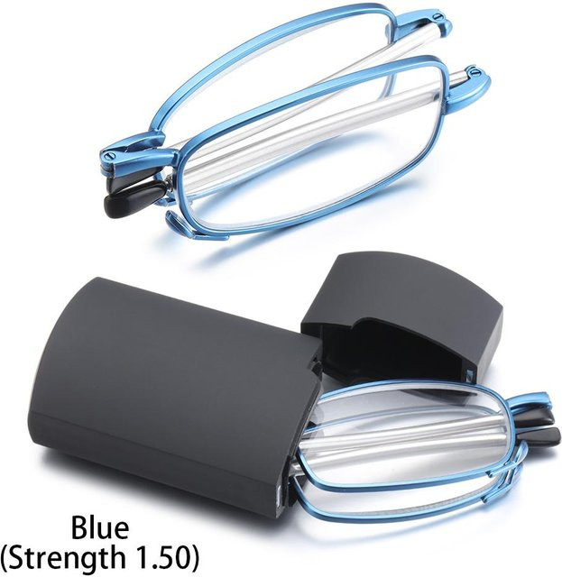 Zusammenklappbare Lesebrille, Unisex, Vollrand, rechteckig, grau, Metal - Bild 1