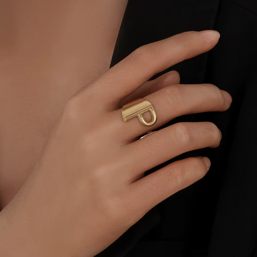 Ring A-Z Buchstabe, Edelstahl, Gold, Unisex - Bild 3