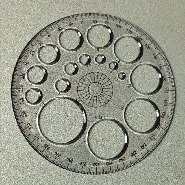 Runder Winkelmesser als Zeichenvorlage mit 360 Grad Rotation, transparentes Blau - Bild 1