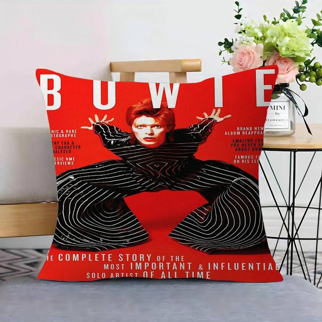 Retro Singer D-David B-Bowie Kissenbezug in Rot, B/B/H: 60 x 60 x 60 cm - Bild 1