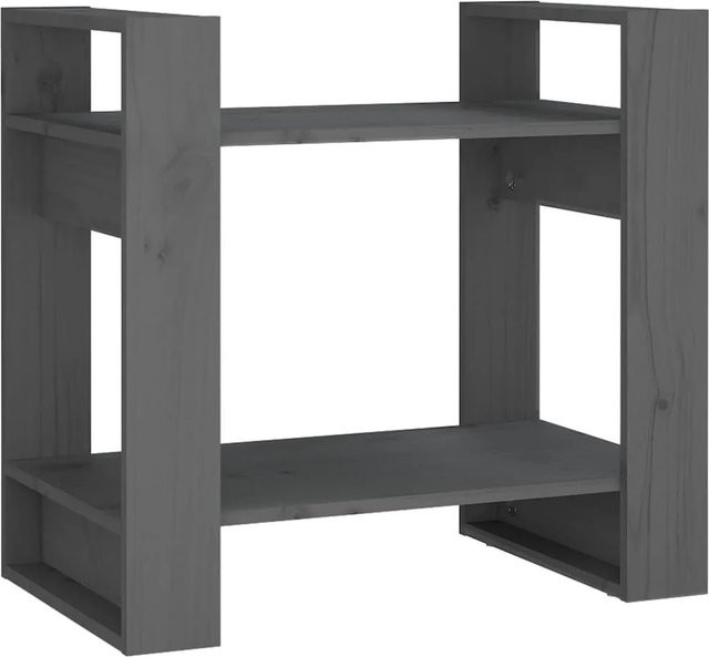 vidaXL Bücherregal und Raumteiler aus Massivholz Kiefer in Grau, B/T/H: 60 x 35 x 57 cm - Bild 1