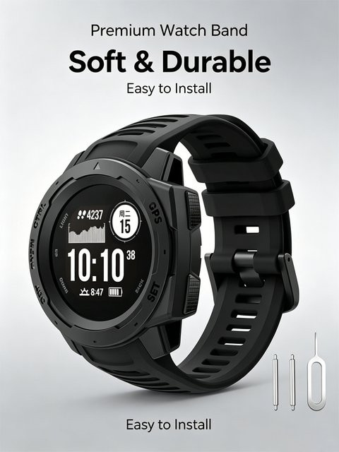 LCAPLE Uhrenarmband Silikon, Schwarz, Unisex - Bild 1