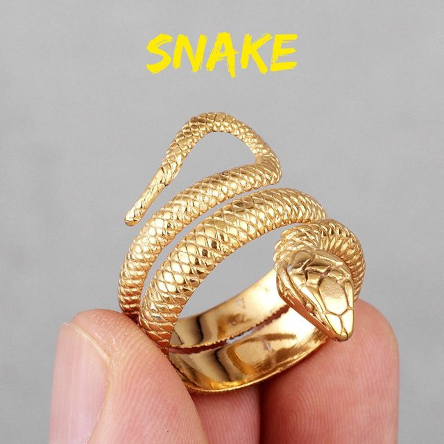 Yiran Jewelry Ring Schlange, Edelstahl, Gold, Herren - Bild 1